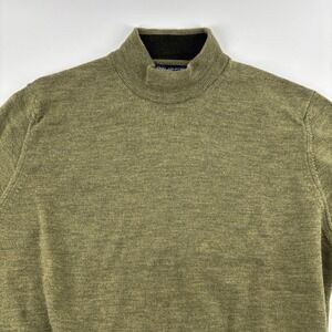 John Ashford Extra Fine Merino Wool Olive Mock Neck Sweater Medium